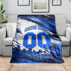 Personalised Adelaide Strikers Cricket Fan Pride Blanket Dynamic Cricket Graphic Art With Adelaide City Skyline