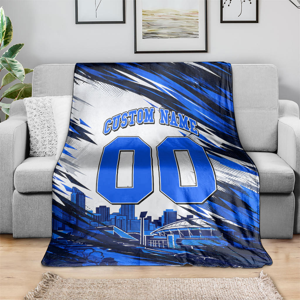 Personalised Adelaide Strikers Cricket Fan Pride Blanket Dynamic Cricket Graphic Art With Adelaide City Skyline