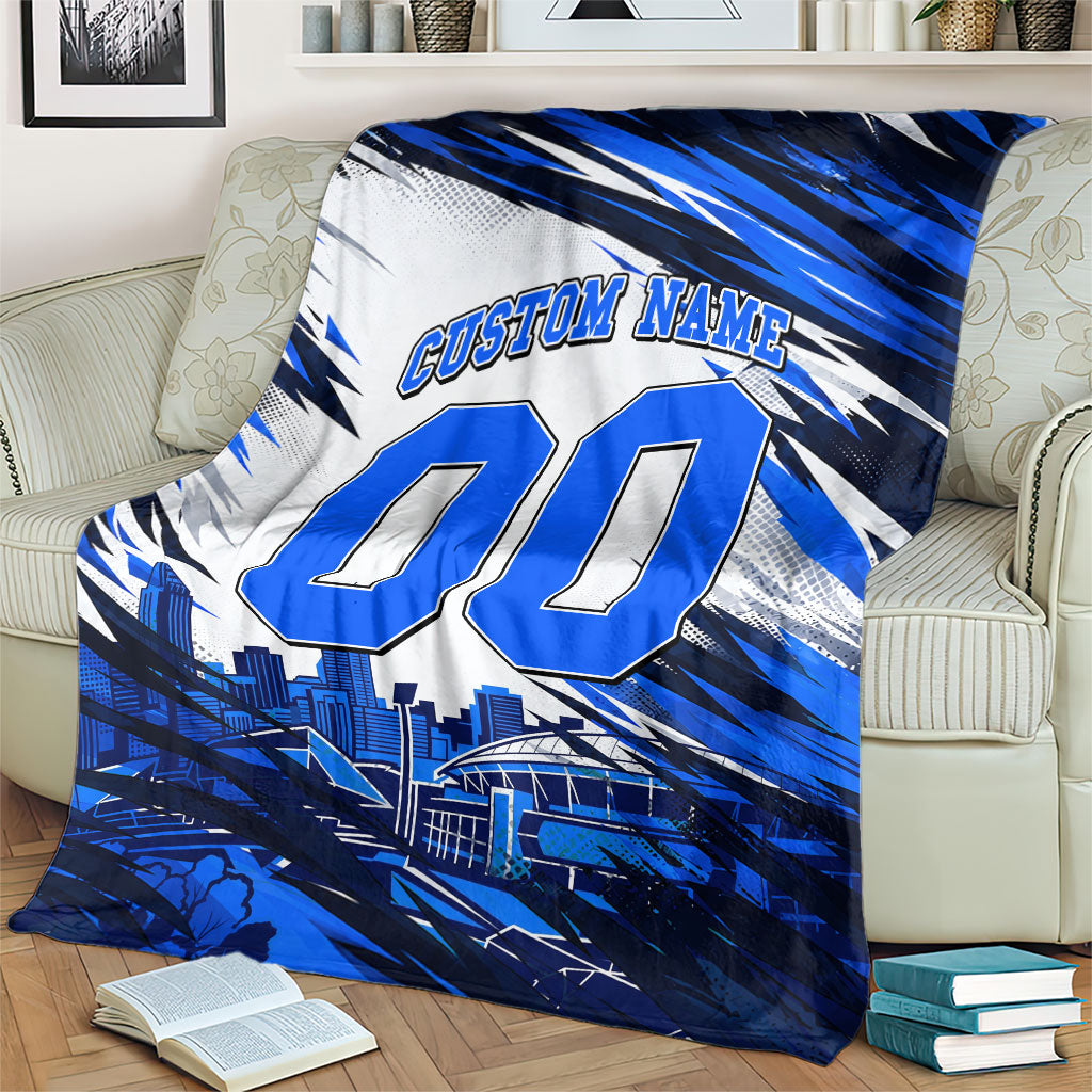 Personalised Adelaide Strikers Cricket Fan Pride Blanket Dynamic Cricket Graphic Art With Adelaide City Skyline