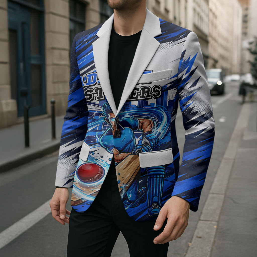 Personalised Adelaide Strikers Cricket Fan Pride Blazer Dynamic Cricket Graphic Art With Adelaide City Skyline