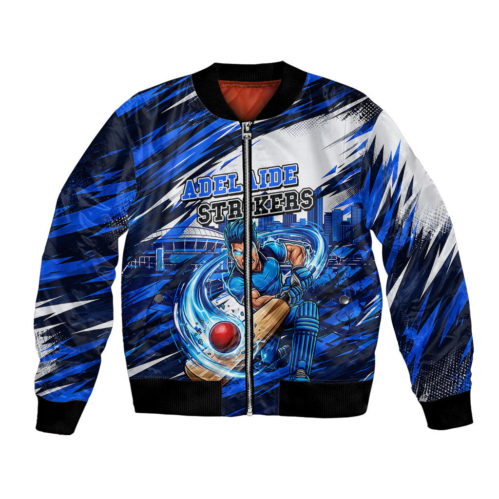 Personalised Adelaide Strikers Cricket Fan Pride Bomber Jacket Dynamic Cricket Graphic Art With Adelaide City Skyline