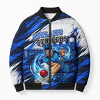 Personalised Adelaide Strikers Cricket Fan Pride Bomber Puffer Jacket Dynamic Cricket Graphic Art With Adelaide City Skyline