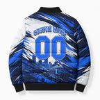 Personalised Adelaide Strikers Cricket Fan Pride Bomber Puffer Jacket Dynamic Cricket Graphic Art With Adelaide City Skyline