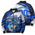 Personalised Adelaide Strikers Cricket Fan Pride Bomber Puffer Jacket Dynamic Cricket Graphic Art With Adelaide City Skyline