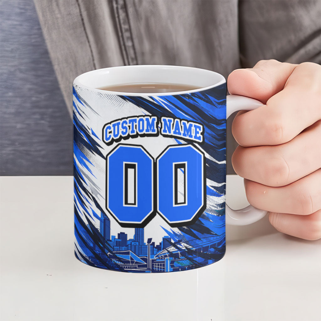 Personalised Adelaide Strikers Cricket Fan Pride Ceramic Mug Dynamic Cricket Graphic Art With Adelaide City Skyline