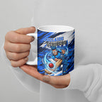 Personalised Adelaide Strikers Cricket Fan Pride Ceramic Mug Dynamic Cricket Graphic Art With Adelaide City Skyline