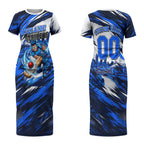 Personalised Adelaide Strikers Cricket Fan Pride Couples Matching Short Sleeve Bodycon Dress and Long Sleeve Button Shirt Dynamic Cricket Graphic Art With Adelaide City Skyline
