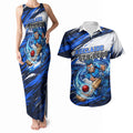 Personalised Adelaide Strikers Cricket Fan Pride Couples Matching Tank Maxi Dress and Hawaiian Shirt Dynamic Cricket Graphic Art With Adelaide City Skyline