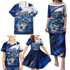 Personalised Adelaide Strikers Cricket Fan Pride Family Matching Puletasi and Hawaiian Shirt Dynamic Cricket Graphic Art With Adelaide City Skyline