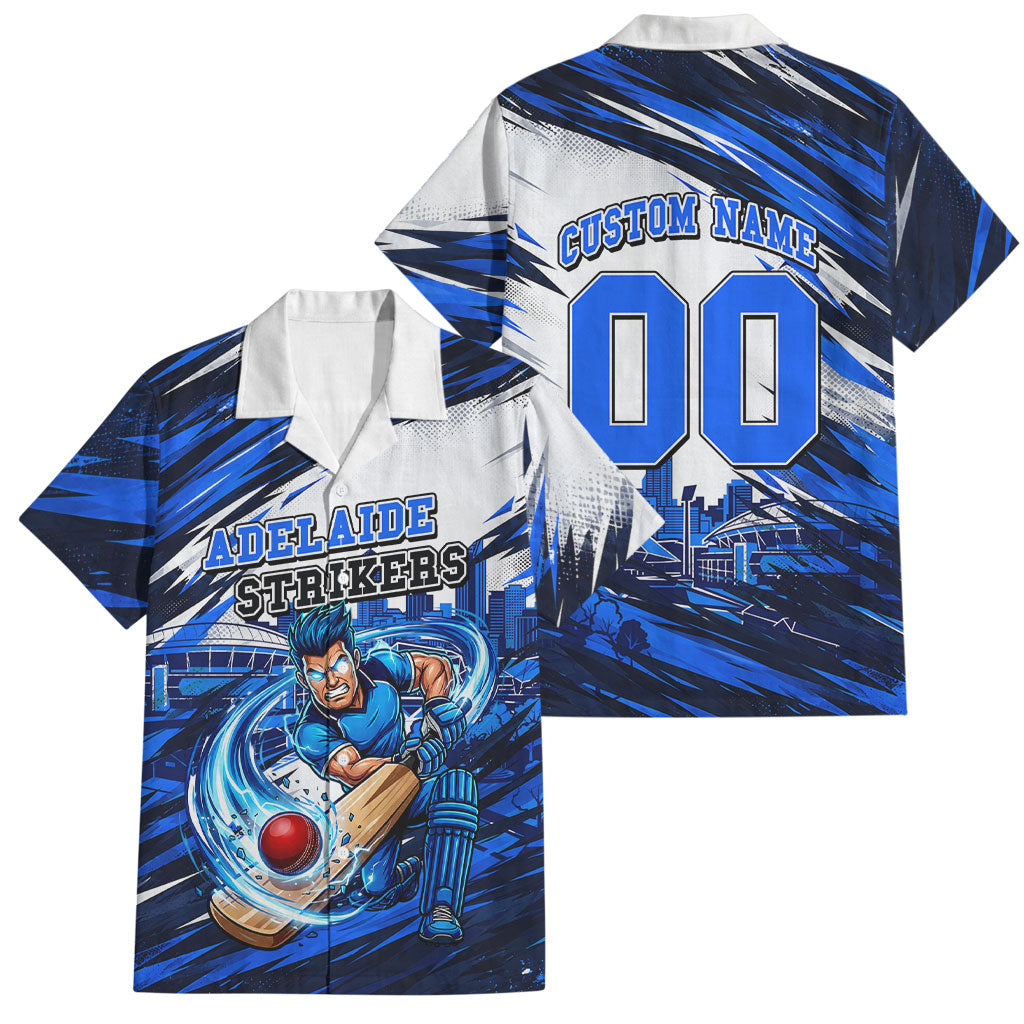 Personalised Adelaide Strikers Cricket Fan Pride Family Matching Summer Maxi Dress and Hawaiian Shirt Dynamic Cricket Graphic Art With Adelaide City Skyline