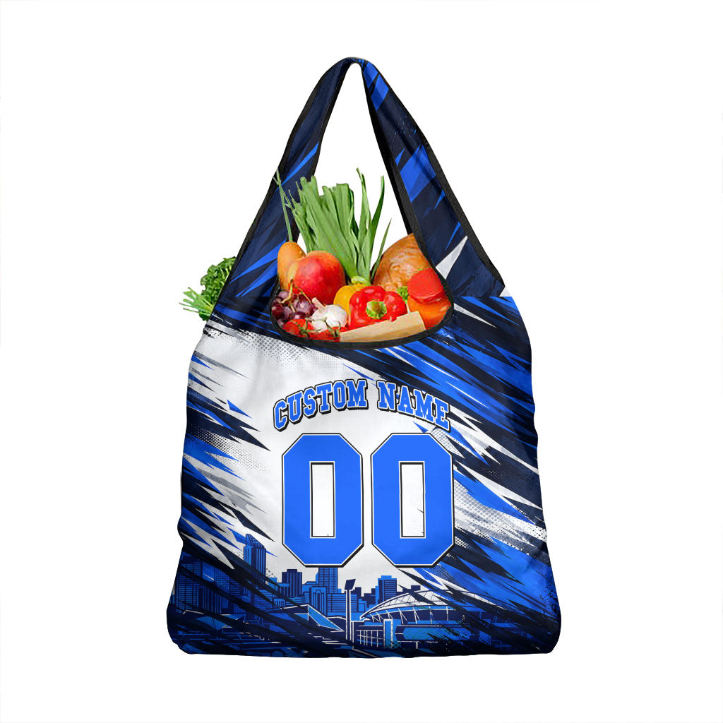 Personalised Adelaide Strikers Cricket Fan Pride Grocery Bag Dynamic Cricket Graphic Art With Adelaide City Skyline