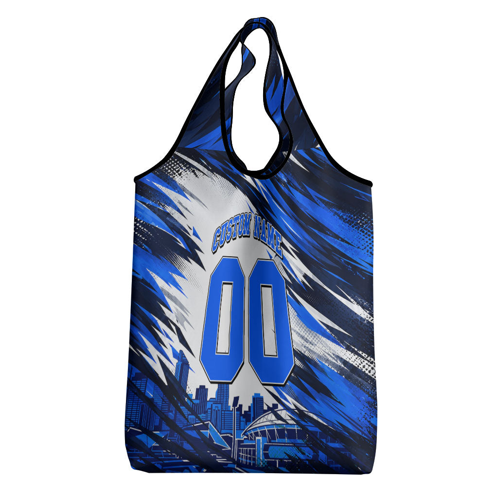 Personalised Adelaide Strikers Cricket Fan Pride Grocery Bag Dynamic Cricket Graphic Art With Adelaide City Skyline