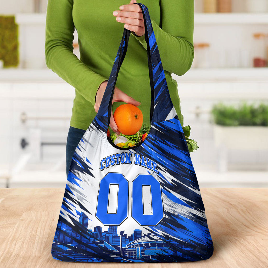Personalised Adelaide Strikers Cricket Fan Pride Grocery Bag Dynamic Cricket Graphic Art With Adelaide City Skyline