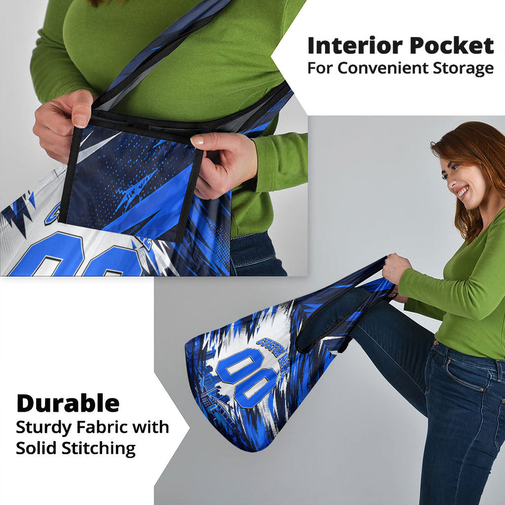 Personalised Adelaide Strikers Cricket Fan Pride Grocery Bag Dynamic Cricket Graphic Art With Adelaide City Skyline