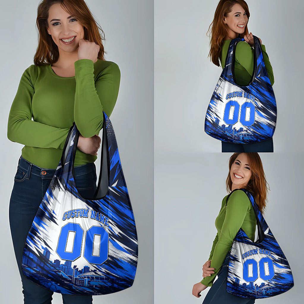 Personalised Adelaide Strikers Cricket Fan Pride Grocery Bag Dynamic Cricket Graphic Art With Adelaide City Skyline