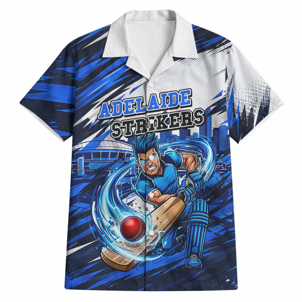 Personalised Adelaide Strikers Cricket Fan Pride Hawaiian Shirt Dynamic Cricket Graphic Art With Adelaide City Skyline