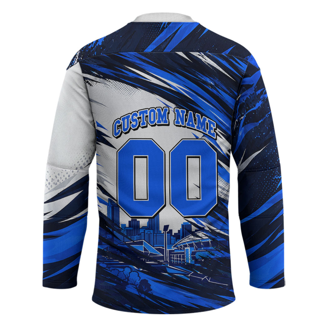 Personalised Adelaide Strikers Cricket Fan Pride Hockey Jersey Dynamic Cricket Graphic Art With Adelaide City Skyline