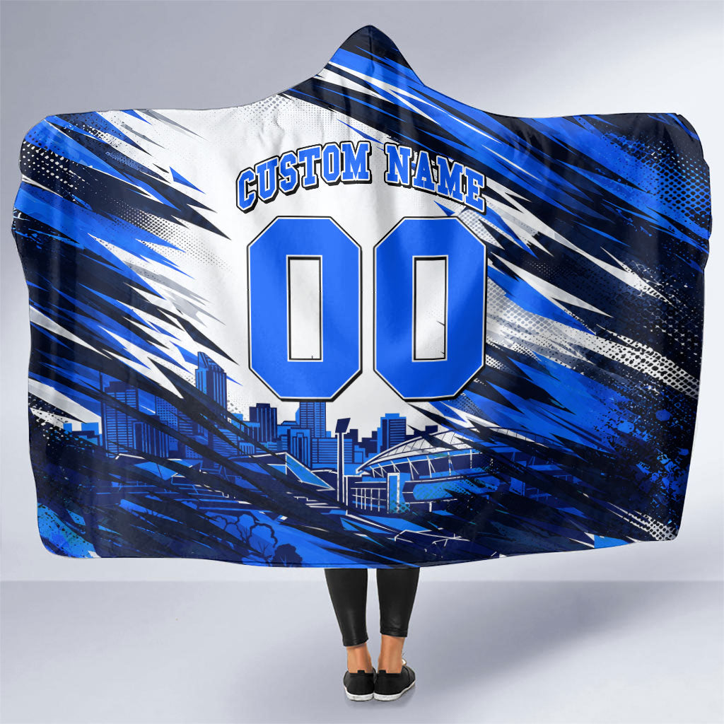 Personalised Adelaide Strikers Cricket Fan Pride Hooded Blanket Dynamic Cricket Graphic Art With Adelaide City Skyline