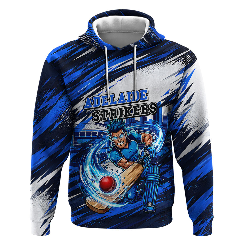 Personalised Adelaide Strikers Cricket Fan Pride Hoodie Dynamic Cricket Graphic Art With Adelaide City Skyline
