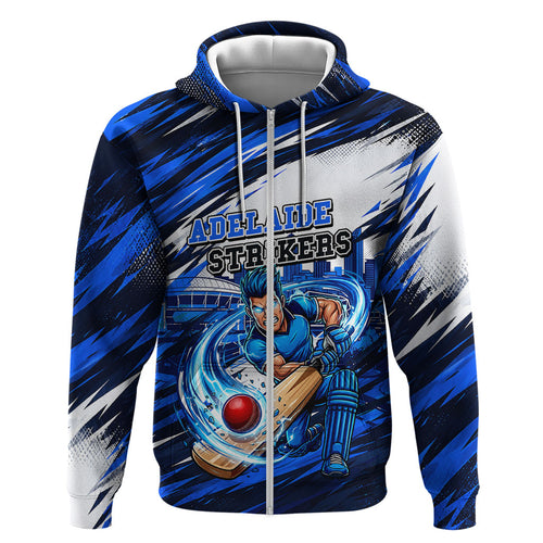 Personalised Adelaide Strikers Cricket Fan Pride Hoodie Dynamic Cricket Graphic Art With Adelaide City Skyline