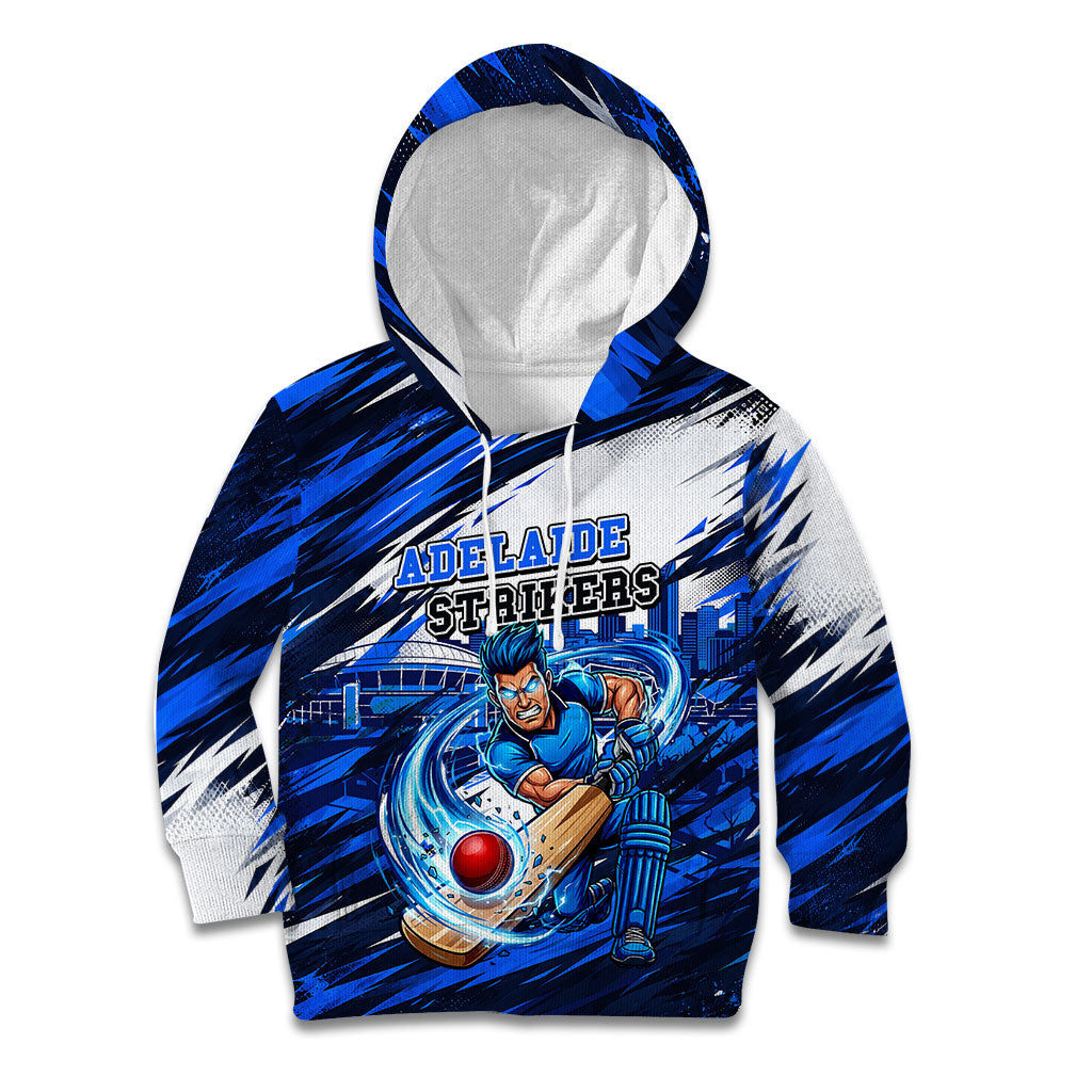Personalised Adelaide Strikers Cricket Fan Pride Kid Hoodie Dynamic Cricket Graphic Art With Adelaide City Skyline