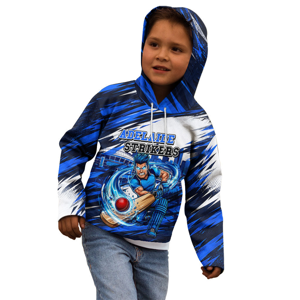 Personalised Adelaide Strikers Cricket Fan Pride Kid Hoodie Dynamic Cricket Graphic Art With Adelaide City Skyline