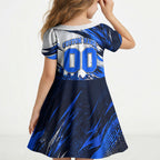 Personalised Adelaide Strikers Cricket Fan Pride Kid Short Sleeve Dress Dynamic Cricket Graphic Art With Adelaide City Skyline