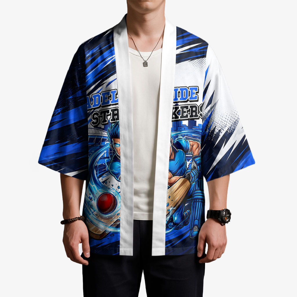 Personalised Adelaide Strikers Cricket Fan Pride Kimono Dynamic Cricket Graphic Art With Adelaide City Skyline
