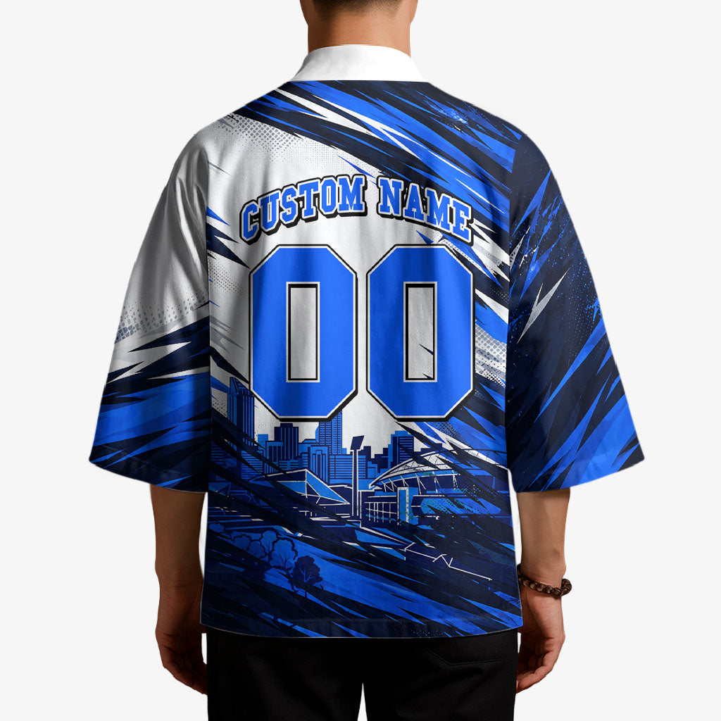 Personalised Adelaide Strikers Cricket Fan Pride Kimono Dynamic Cricket Graphic Art With Adelaide City Skyline