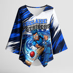 Personalised Adelaide Strikers Cricket Fan Pride Kimono Sleeve Blouse Dynamic Cricket Graphic Art With Adelaide City Skyline