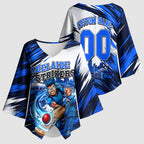 Personalised Adelaide Strikers Cricket Fan Pride Kimono Sleeve Blouse Dynamic Cricket Graphic Art With Adelaide City Skyline