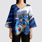 Personalised Adelaide Strikers Cricket Fan Pride Kimono Sleeve Blouse Dynamic Cricket Graphic Art With Adelaide City Skyline