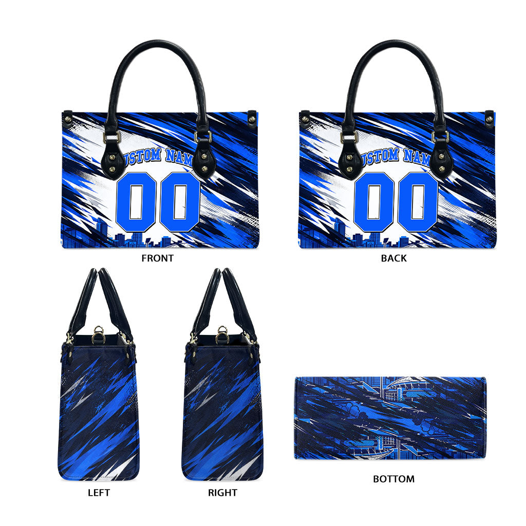 Personalised Adelaide Strikers Cricket Fan Pride Leather Bag Dynamic Cricket Graphic Art With Adelaide City Skyline