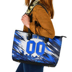 Personalised Adelaide Strikers Cricket Fan Pride Leather Tote Bag Dynamic Cricket Graphic Art With Adelaide City Skyline