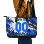 Personalised Adelaide Strikers Cricket Fan Pride Leather Tote Bag Dynamic Cricket Graphic Art With Adelaide City Skyline