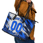 Personalised Adelaide Strikers Cricket Fan Pride Leather Tote Bag Dynamic Cricket Graphic Art With Adelaide City Skyline