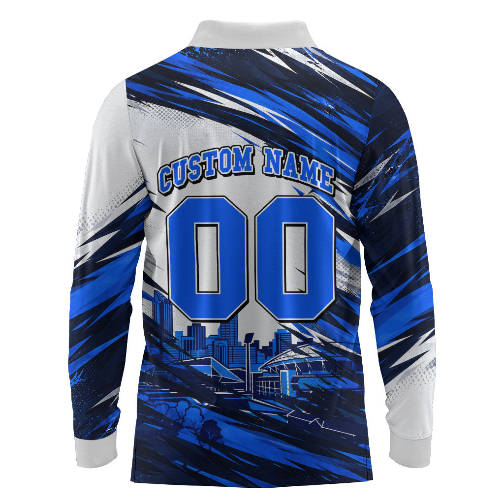 Personalised Adelaide Strikers Cricket Fan Pride Long Sleeve Polo Shirt Dynamic Cricket Graphic Art With Adelaide City Skyline