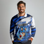 Personalised Adelaide Strikers Cricket Fan Pride Long Sleeve Polo Shirt Dynamic Cricket Graphic Art With Adelaide City Skyline