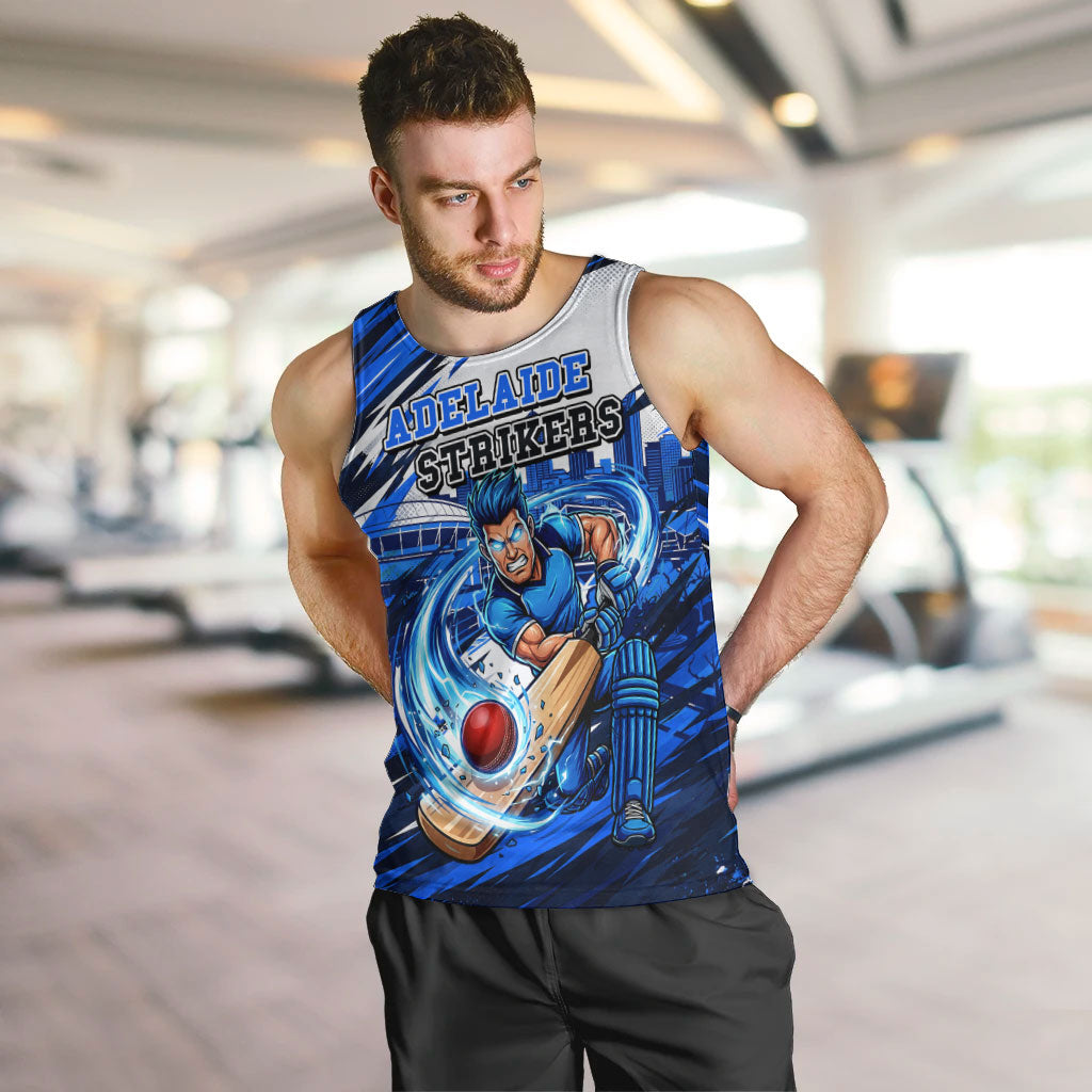 Personalised Adelaide Strikers Cricket Fan Pride Men Tank Top Dynamic Cricket Graphic Art With Adelaide City Skyline