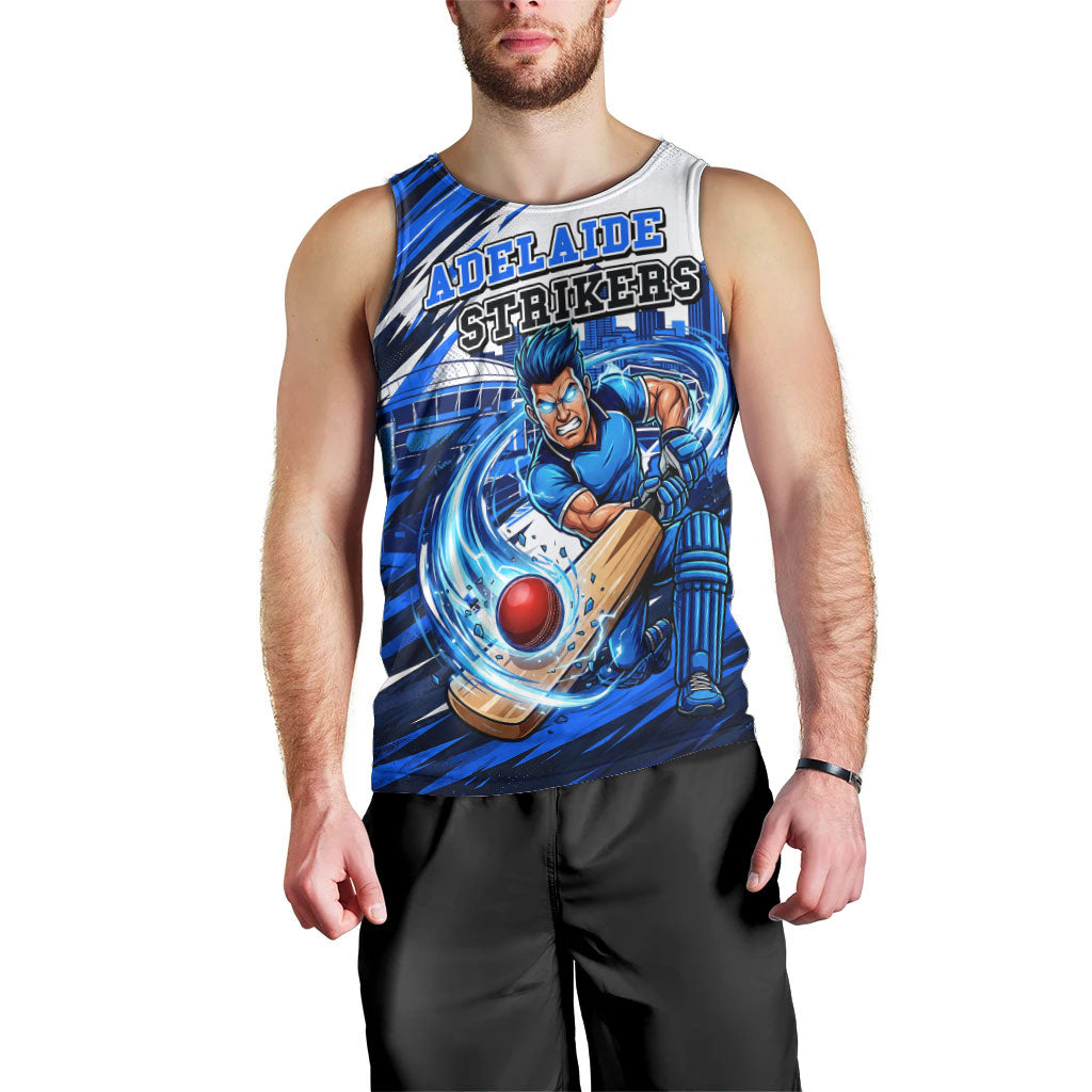 Personalised Adelaide Strikers Cricket Fan Pride Men Tank Top Dynamic Cricket Graphic Art With Adelaide City Skyline