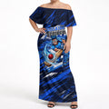 Personalised Adelaide Strikers Cricket Fan Pride Off Shoulder Maxi Dress Dynamic Cricket Graphic Art With Adelaide City Skyline