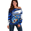 Personalised Adelaide Strikers Cricket Fan Pride Off Shoulder Sweater Dynamic Cricket Graphic Art With Adelaide City Skyline