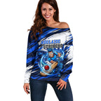 Personalised Adelaide Strikers Cricket Fan Pride Off Shoulder Sweater Dynamic Cricket Graphic Art With Adelaide City Skyline