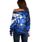 Personalised Adelaide Strikers Cricket Fan Pride Off Shoulder Sweater Dynamic Cricket Graphic Art With Adelaide City Skyline
