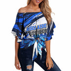 Personalised Adelaide Strikers Cricket Fan Pride Off Shoulder Wrap Waist Top Dynamic Cricket Graphic Art With Adelaide City Skyline