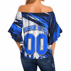 Personalised Adelaide Strikers Cricket Fan Pride Off Shoulder Wrap Waist Top Dynamic Cricket Graphic Art With Adelaide City Skyline