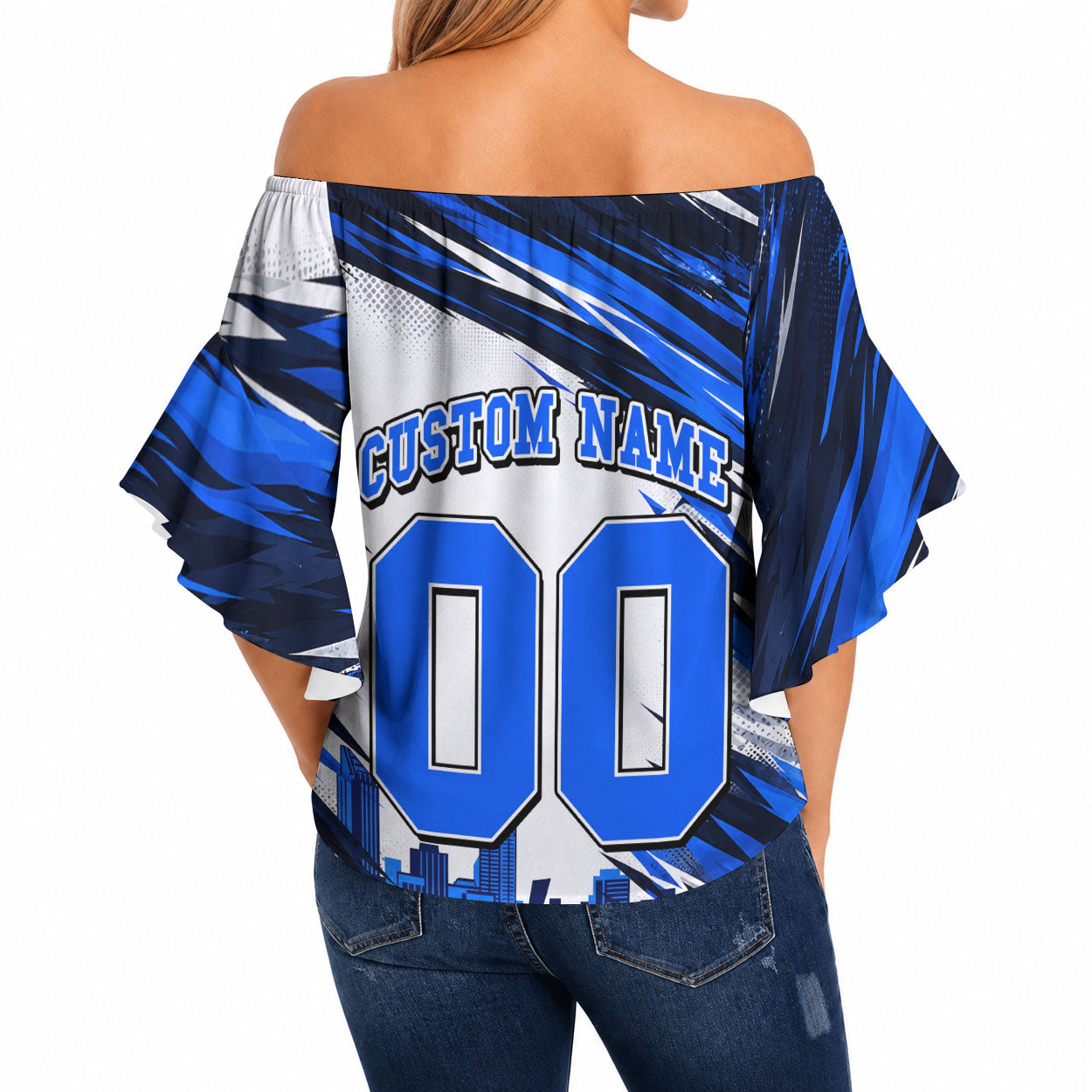 Personalised Adelaide Strikers Cricket Fan Pride Off Shoulder Wrap Waist Top Dynamic Cricket Graphic Art With Adelaide City Skyline