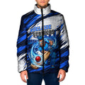 Personalised Adelaide Strikers Cricket Fan Pride Padded Jacket Dynamic Cricket Graphic Art With Adelaide City Skyline