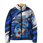 Personalised Adelaide Strikers Cricket Fan Pride Padded Jacket Dynamic Cricket Graphic Art With Adelaide City Skyline