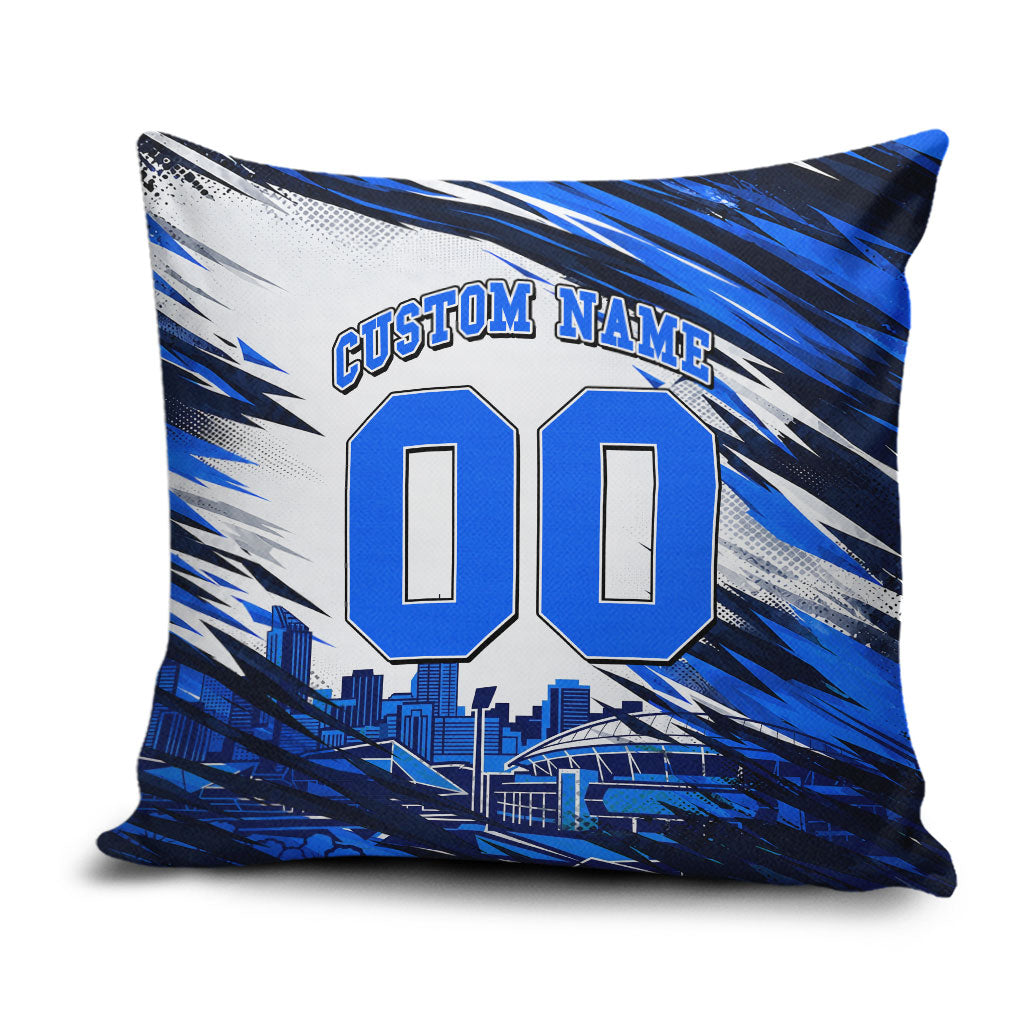 Personalised Adelaide Strikers Cricket Fan Pride Pillow Cover Dynamic Cricket Graphic Art With Adelaide City Skyline